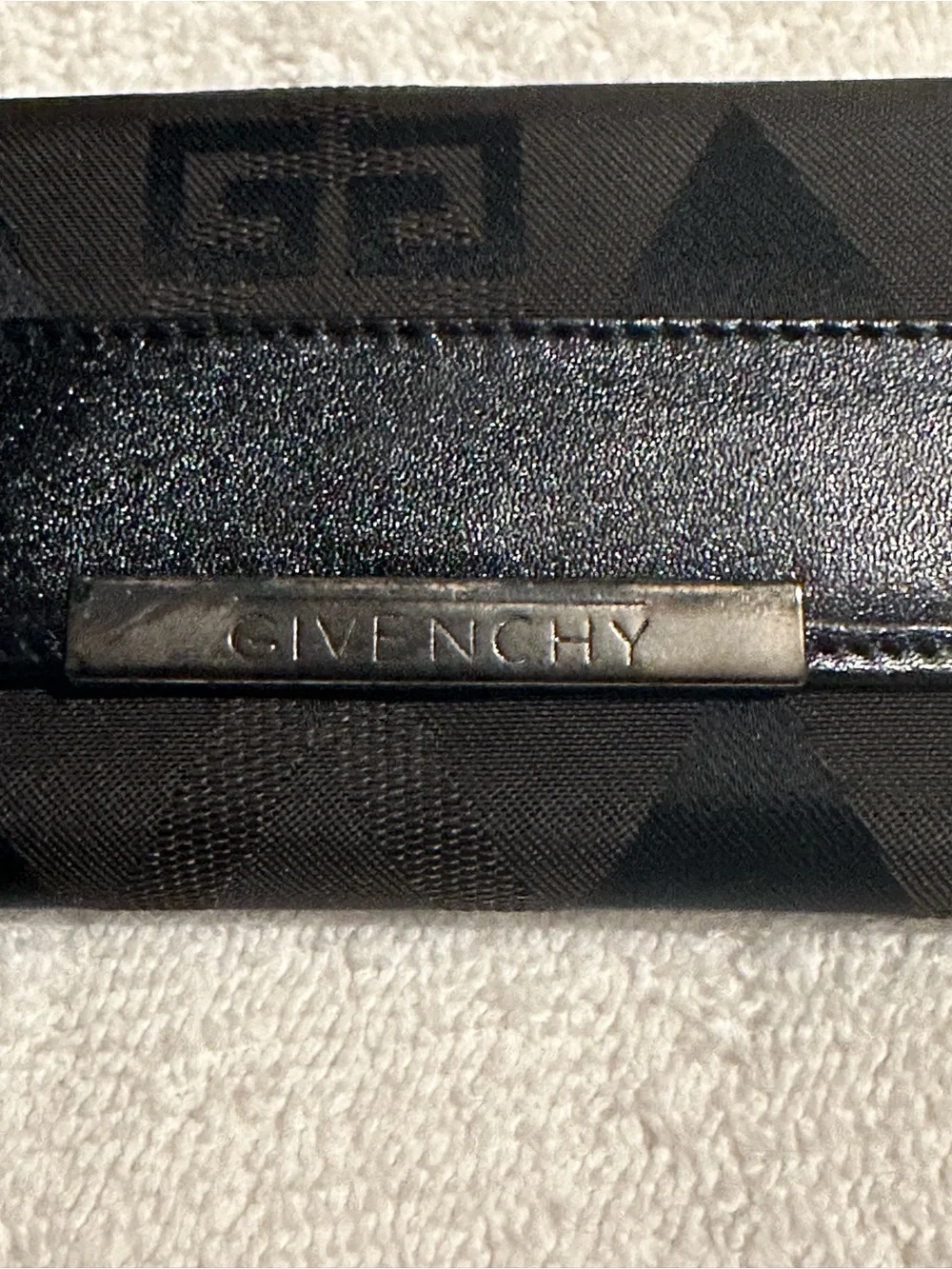 Givenchy Black Monogram Leather Card Holder with Silver Plaque